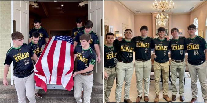 High school seniors carry the casket of Air Force veteran with no family