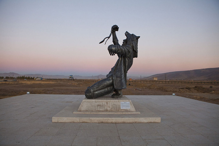 Striking Half Man/Half Wolf Sculpture in Mongolia