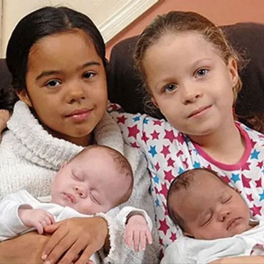 A family gifted with rare black & white twins receive the same blessing 7 years later