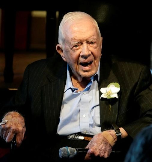 Former President Jimmy Carter arrives in wheelchair at late wife Rosalynn’s funeral