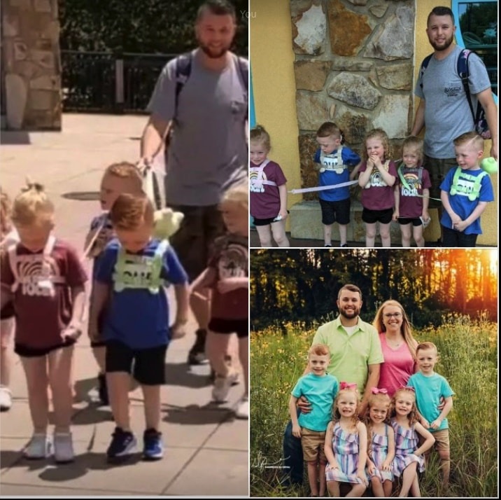 Dad stands his ground when parents criticize him for leashing his 5 kids