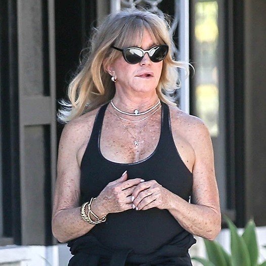 Goldie Hawn shows her natural look walking makeup-free in broad daylight