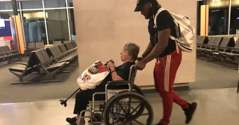 Grandma has no idea the kind man helping her at the airport is actually