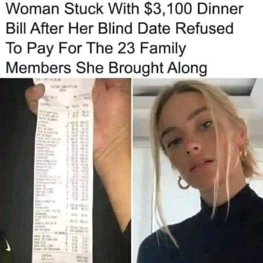 Woman Goes On Blind Date and Invites 23 Family Members to Dinner to Test Her Date’s Generosity