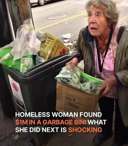 Homeless woman finds a pile of money in the trash and returns it, only to be thrown out by the ungrateful owner