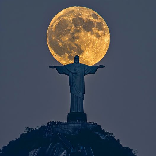 Capturing the Celestial Embrace: Photographer’s Triumph in Portraying Christ The Redeemer ‘Holding’ the Moon