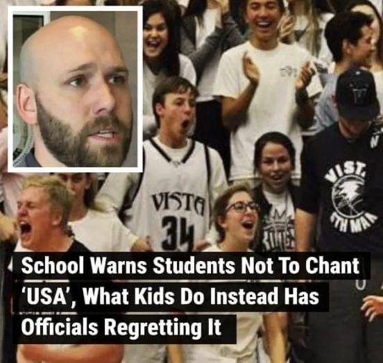 After high school students began chanting “USA” during sporting events, parents received a letter warning the teens to stop saying the phrase. However, as soon as they read the note, the patriotic students responded in a way that would not only make our Forefathers proud but had school officials rethinking their position. How do you feel about this?