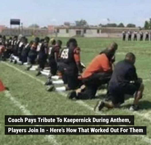 Coach Pays Tribute To Kaepernick During Anthem, Players Join In – Here’s How That Worked Out For Them