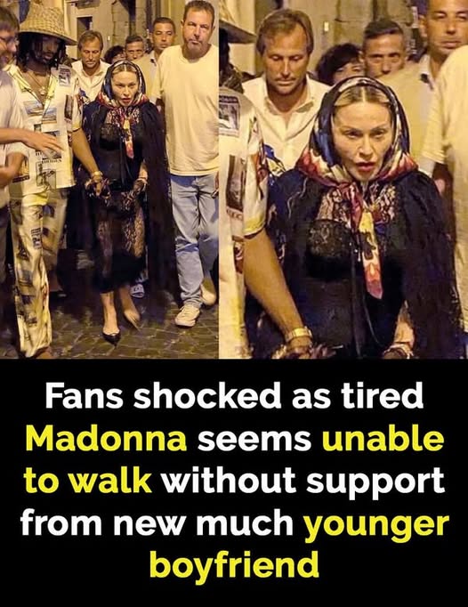 Madonna looks ‘exhausted’ walking in Europe